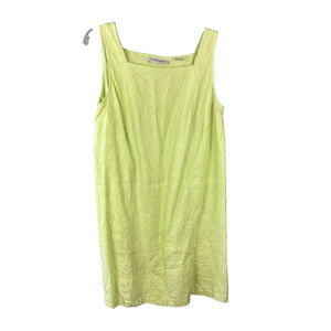 Valerie Stevens Sport Shift Dress Size Medium 100% Linen Sleeveless Lime Green